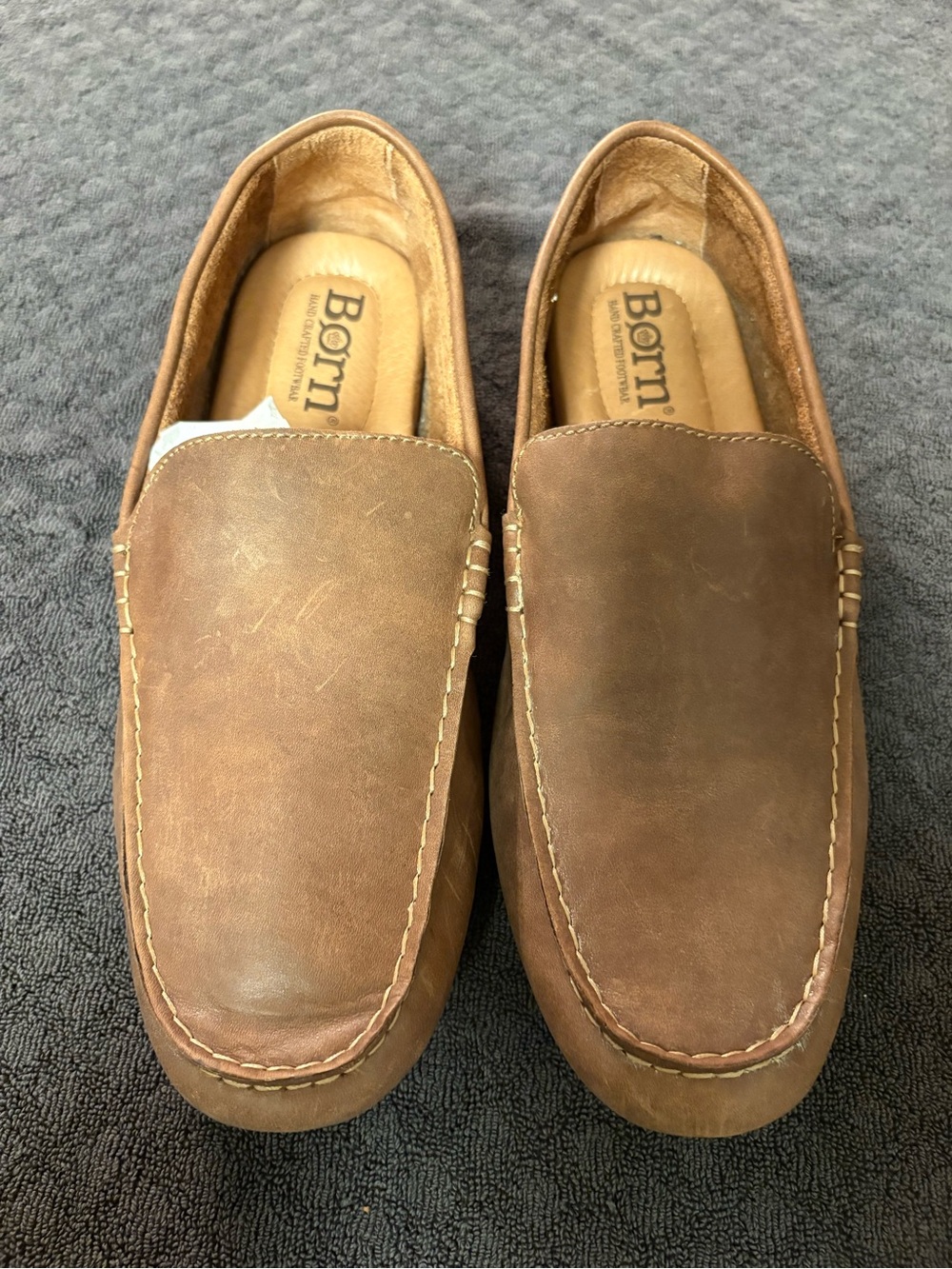 Born Men’s Brown Leather Slip-On Loafers — Casual Driving Loafers Size 9.5M
